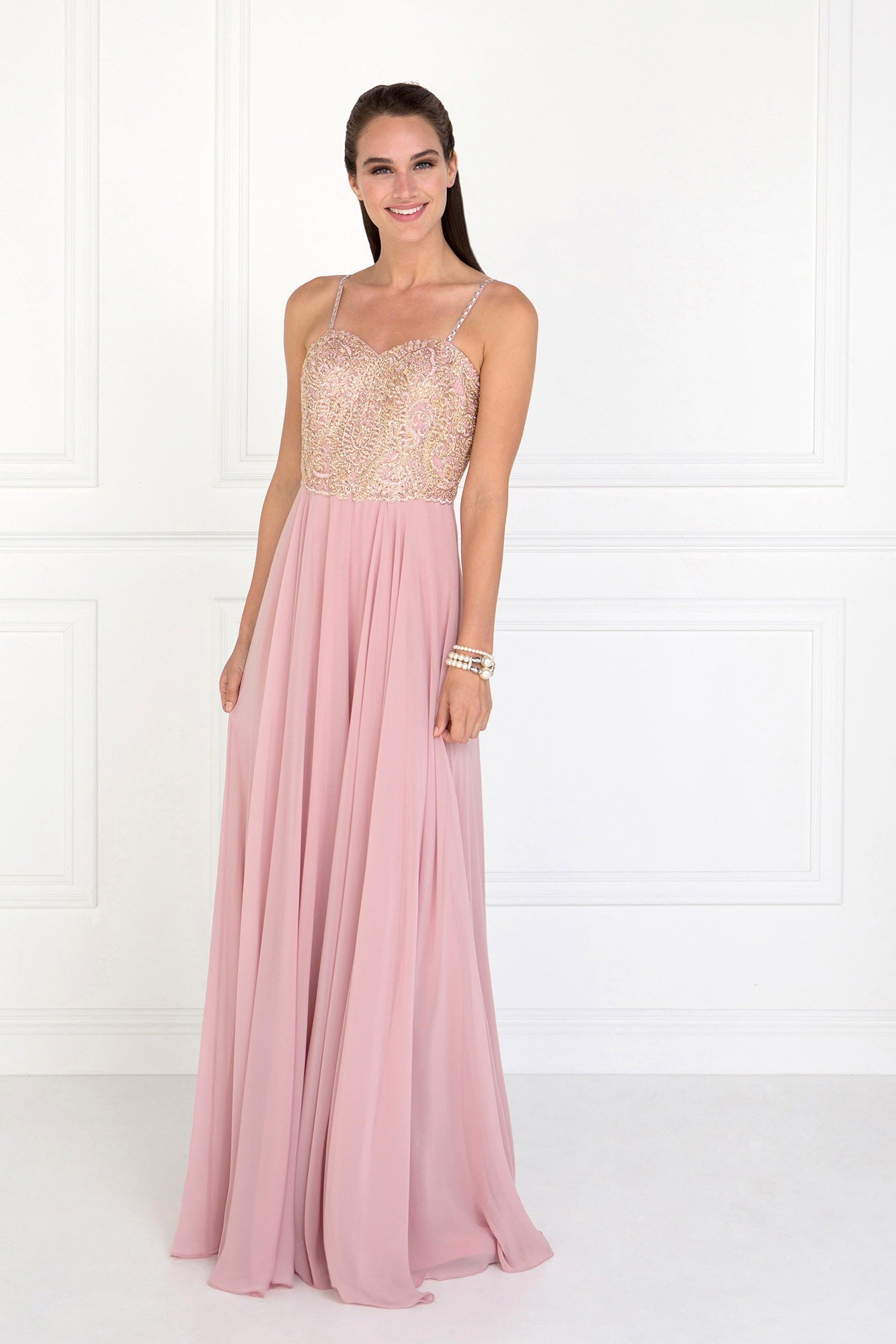 Chiffon Sweetheart A-Ling Long Dress with Jewels Embellished LuxuryLifeWay Online Store