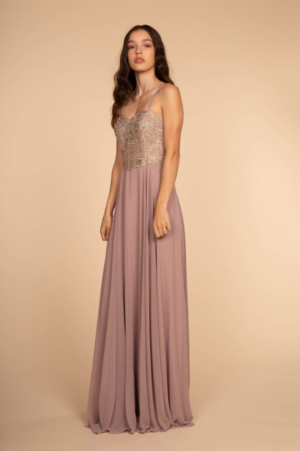 Chiffon Sweetheart A-Ling Long Dress with Jewels Embellished LuxuryLifeWay Online Store