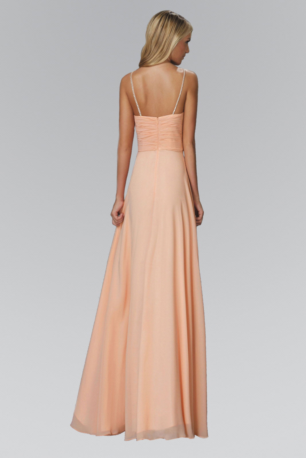 Spaghetti Straps Long Chiffon Dress Accented with Bead and Jewel LuxuryLifeWay Online Store