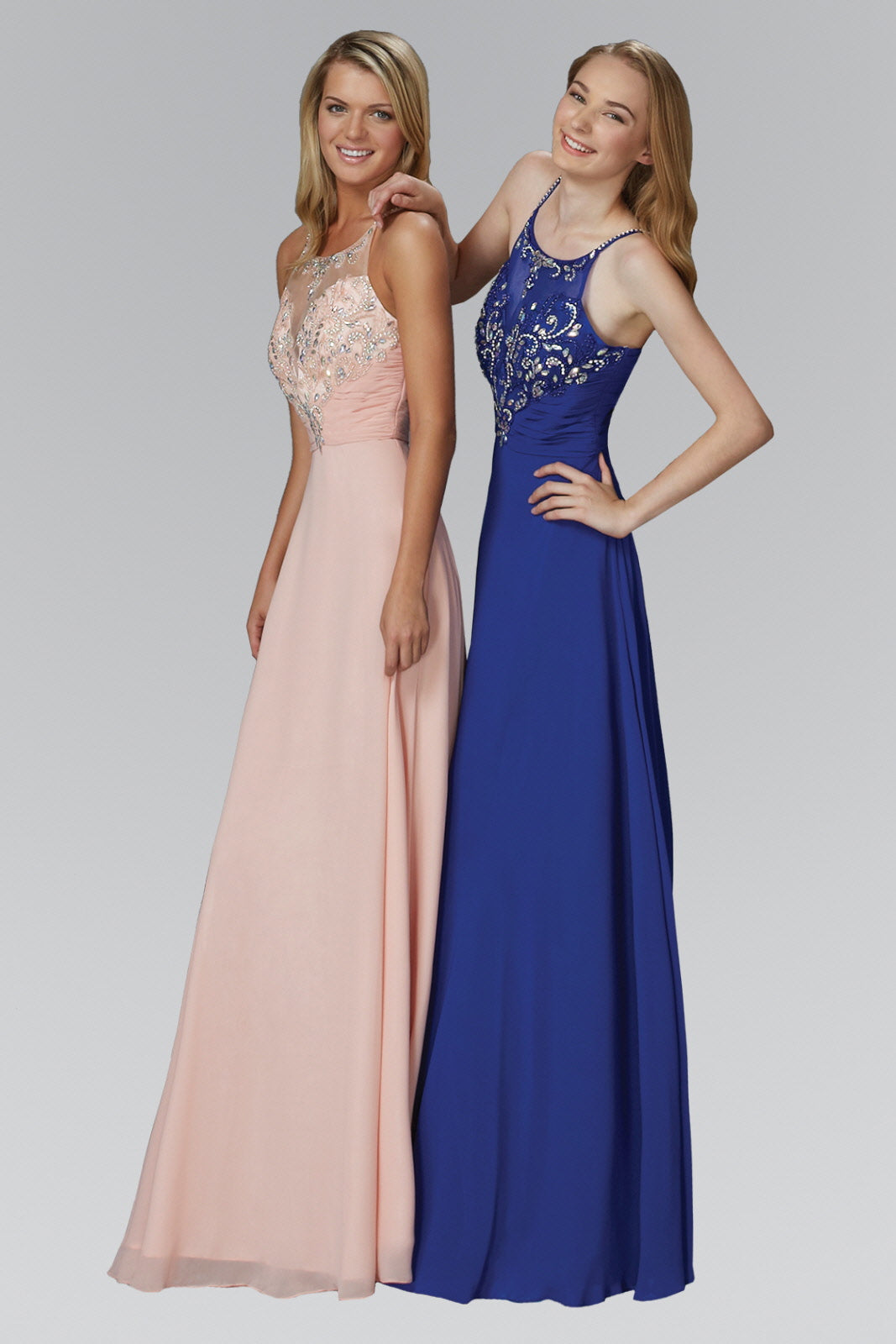Spaghetti Straps Long Chiffon Dress Accented with Bead and Jewel LuxuryLifeWay Online Store