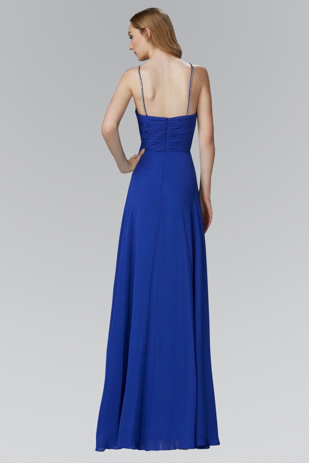 Spaghetti Straps Long Chiffon Dress Accented with Bead and Jewel LuxuryLifeWay Online Store