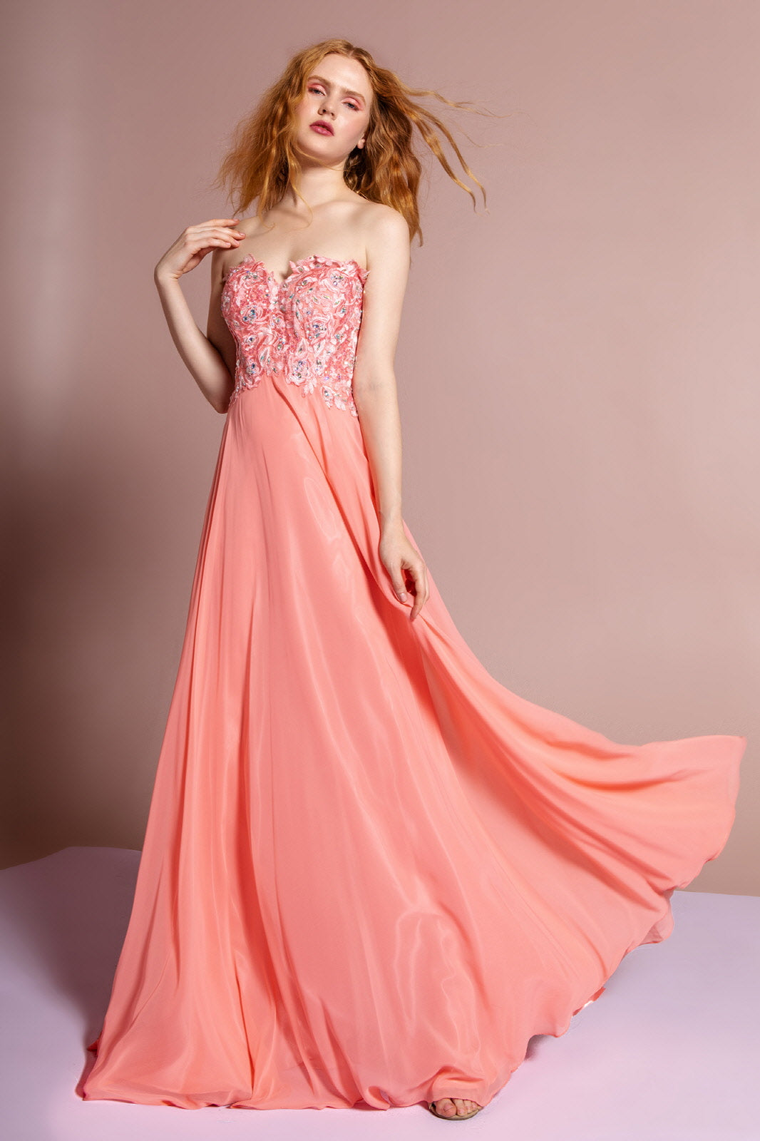 Strapless Chiffon Long Dress with Sweetheart Neckline LuxuryLifeWay Online Store