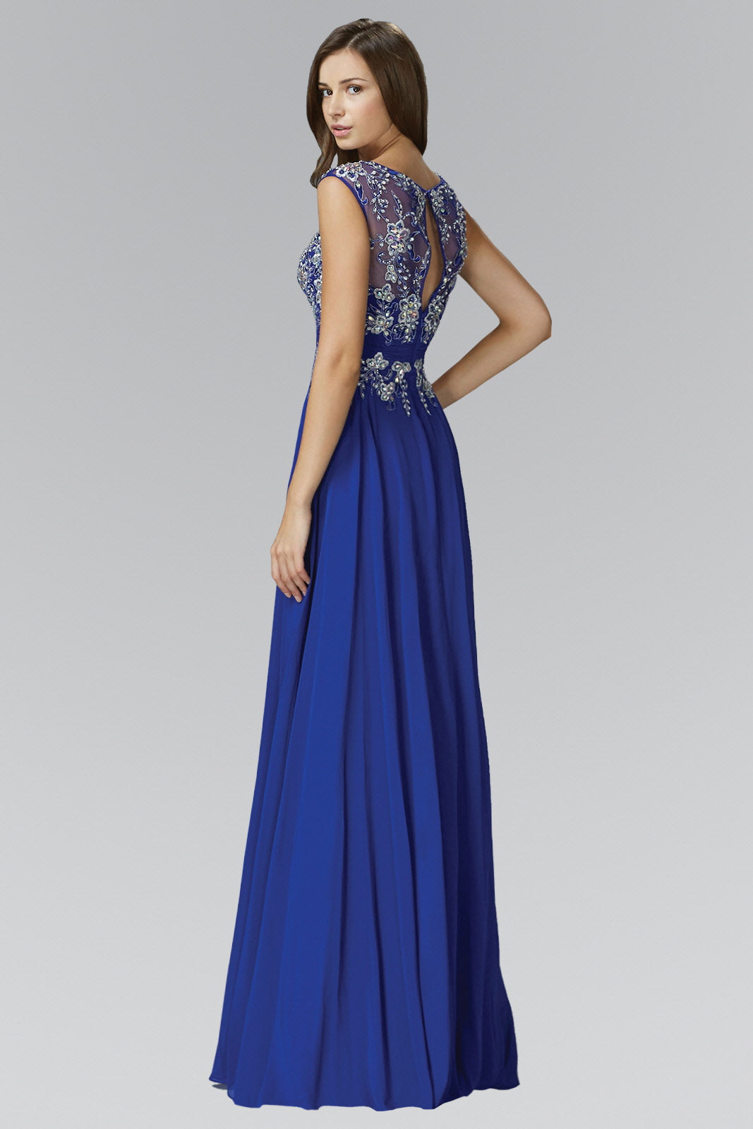 Sleeveless Long Dress with Lace and Jewel Embellished Bodice LuxuryLifeWay Online Store