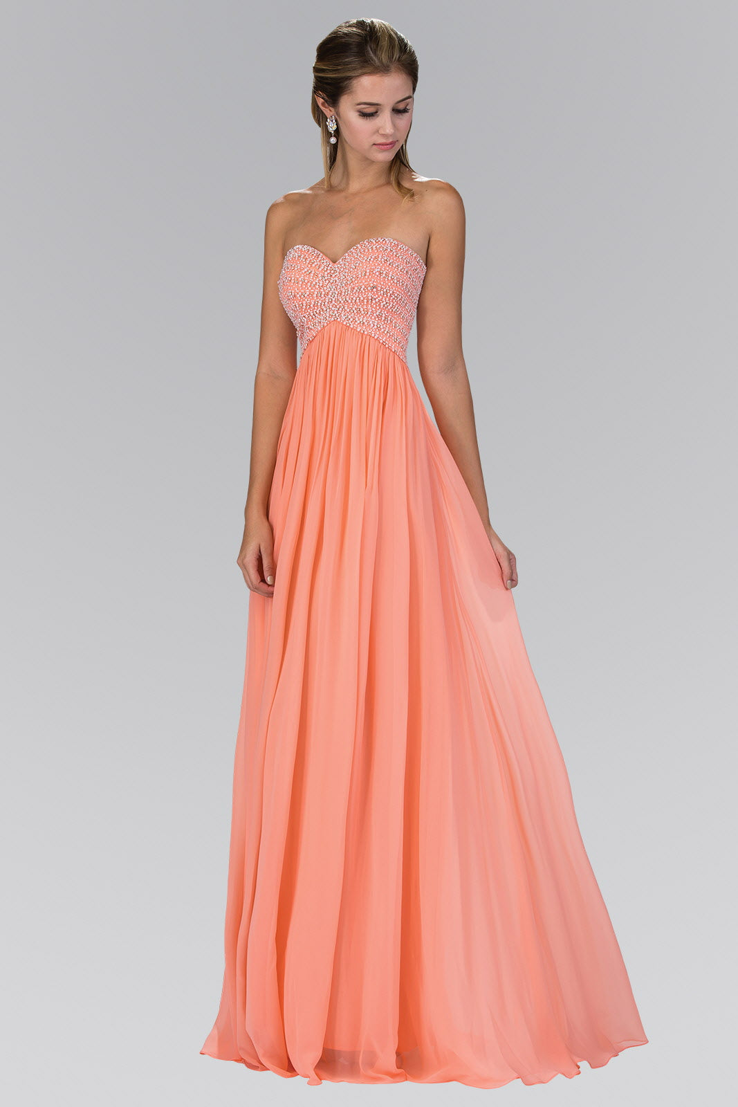 Beaded Bodice Strapless Floor Length Prom Dress LuxuryLifeWay Online Store