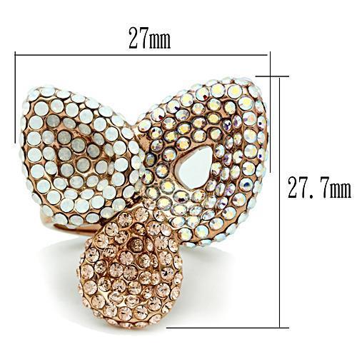 GL219 - IP Rose Gold(Ion Plating) Brass Ring with Top Grade Crystal  in Multi Color LuxuryLifeWay Online Store