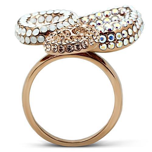 GL219 - IP Rose Gold(Ion Plating) Brass Ring with Top Grade Crystal  in Multi Color LuxuryLifeWay Online Store