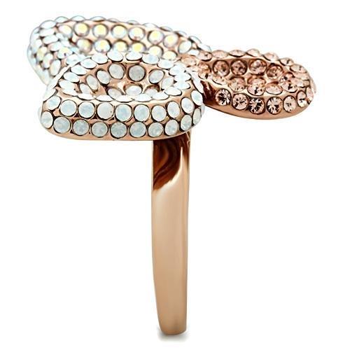 GL219 - IP Rose Gold(Ion Plating) Brass Ring with Top Grade Crystal  in Multi Color LuxuryLifeWay Online Store