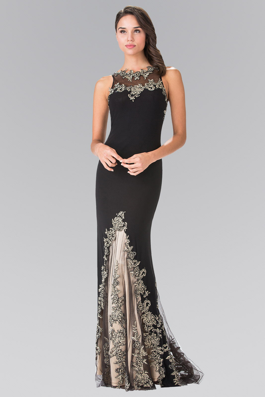 Long High Neck Dress Accented with Embroidery LuxuryLifeWay Online Store