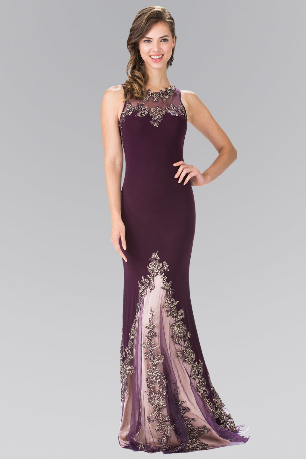 Long High Neck Dress Accented with Embroidery LuxuryLifeWay Online Store
