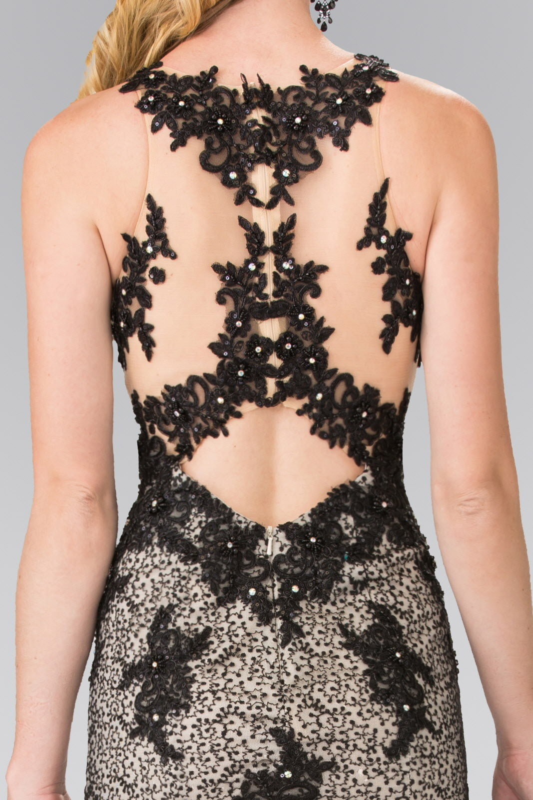 High Neck Mermaid Long Lace Dress with Embroidered Illusion Bodice LuxuryLifeWay Online Store