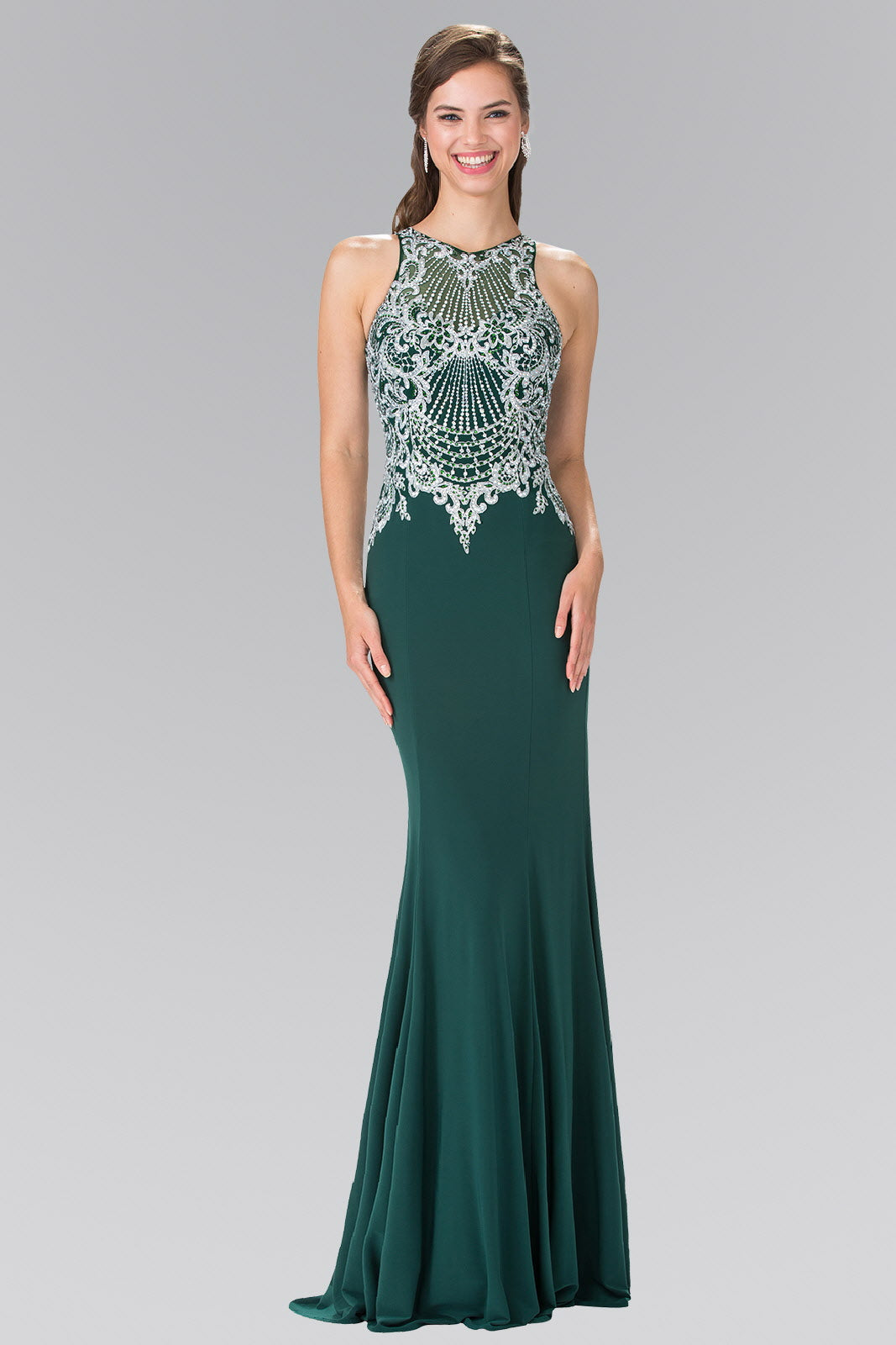 Embroidered Illusion Jersey Long Dress LuxuryLifeWay Online Store