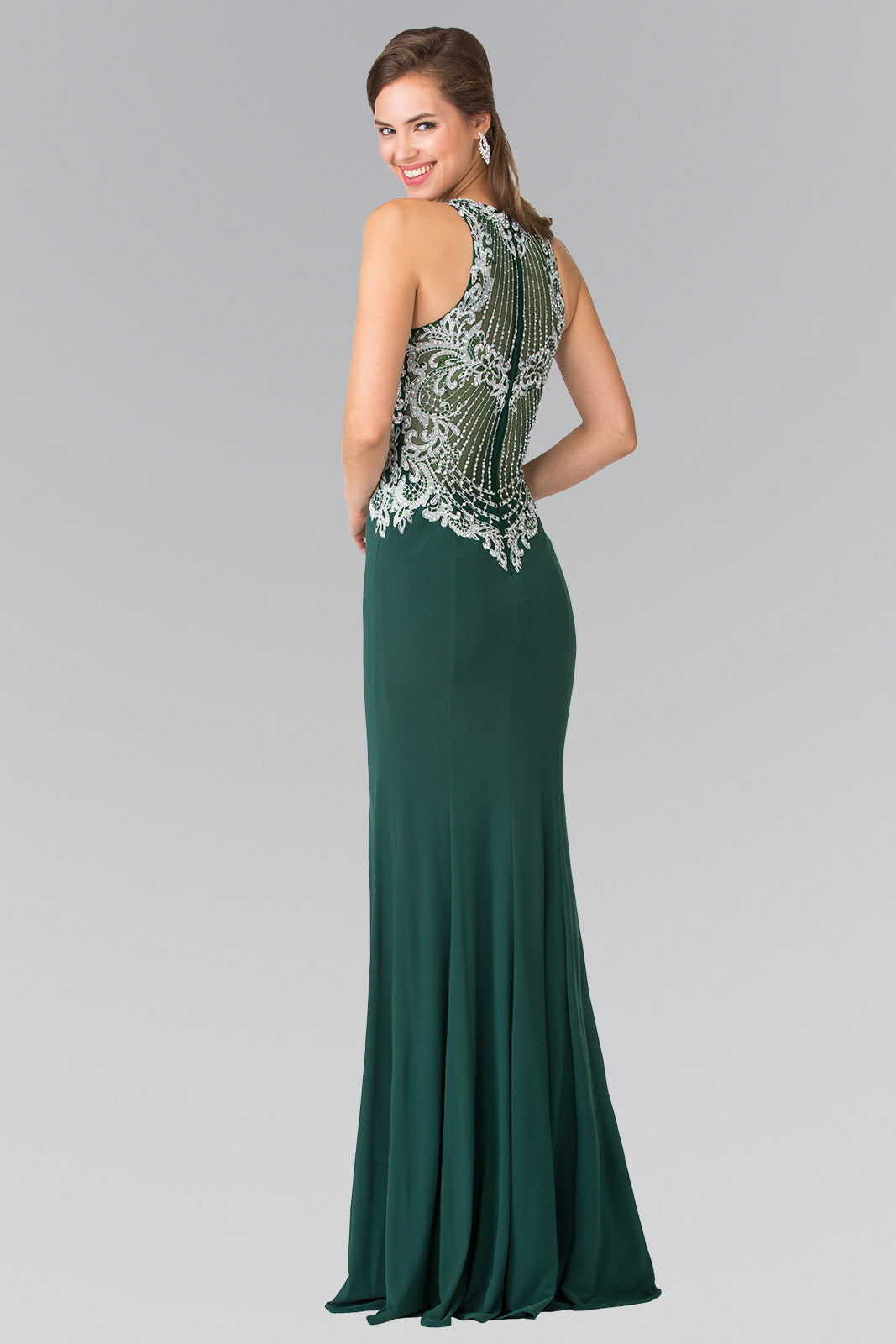 Embroidered Illusion Jersey Long Dress LuxuryLifeWay Online Store