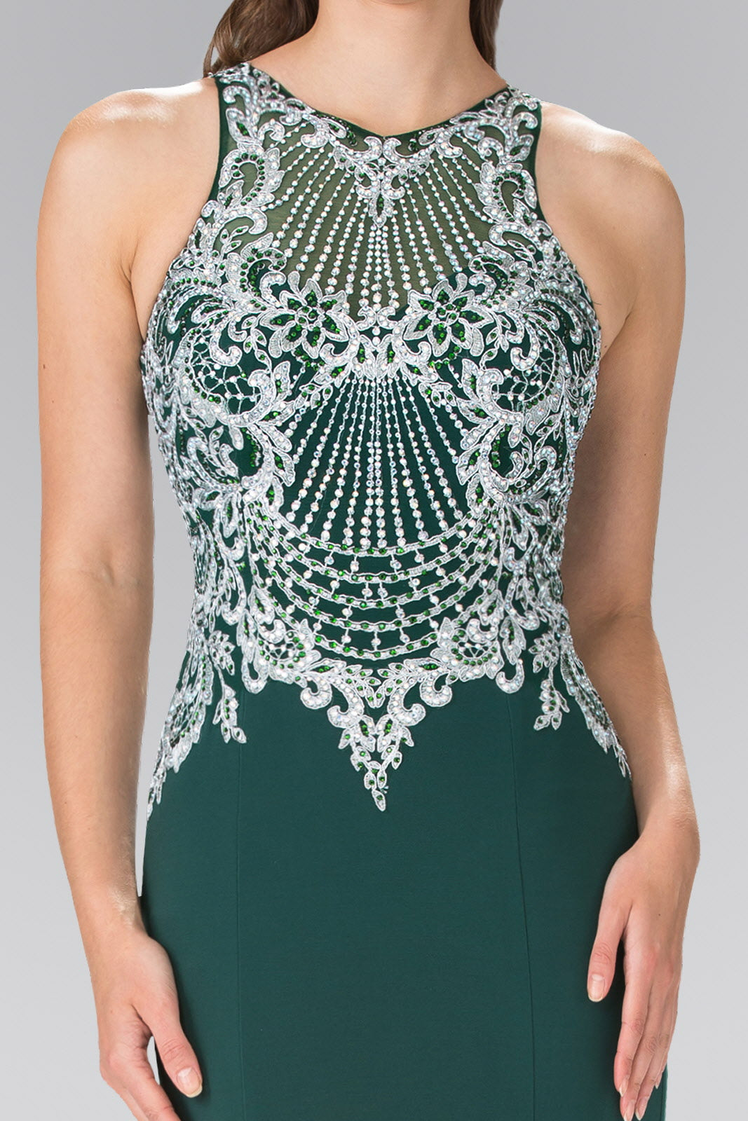 Embroidered Illusion Jersey Long Dress LuxuryLifeWay Online Store