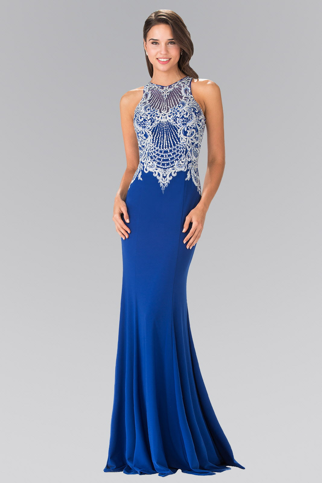Embroidered Illusion Jersey Long Dress LuxuryLifeWay Online Store