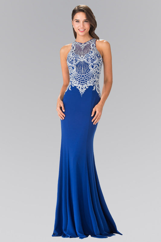 Embroidered Illusion Jersey Long Dress LuxuryLifeWay Online Store
