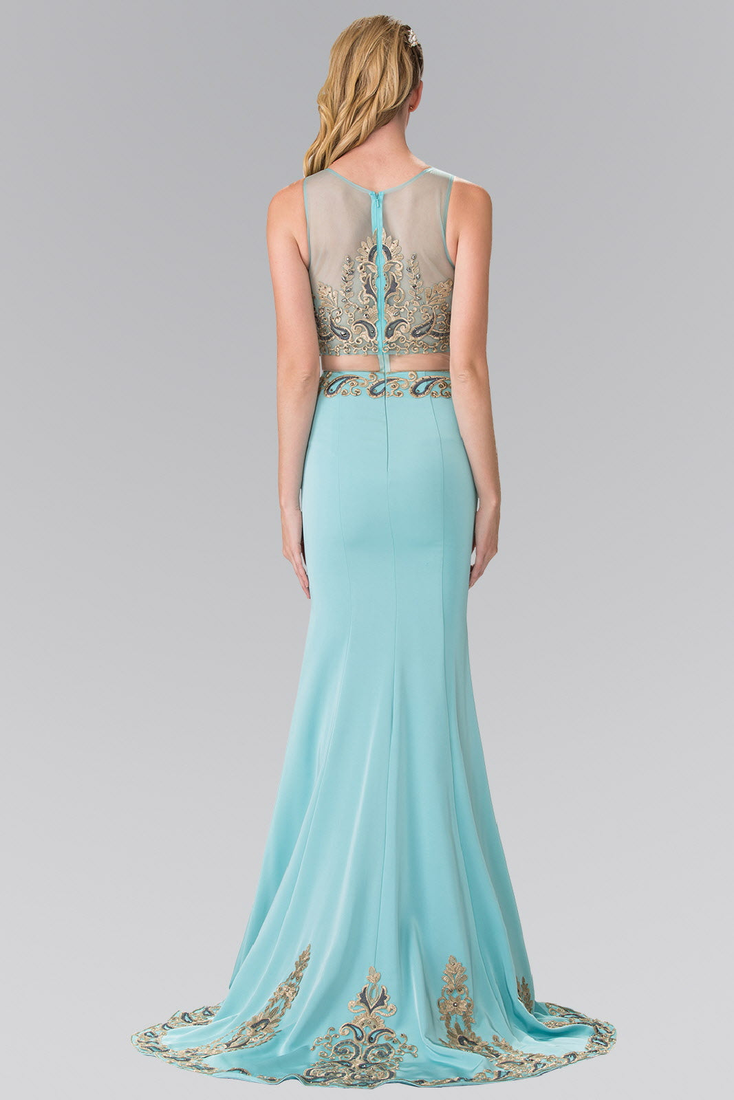 Sleeveless Mock Two-Piece Prom Dress with Loyal Embroidery Details LuxuryLifeWay Online Store