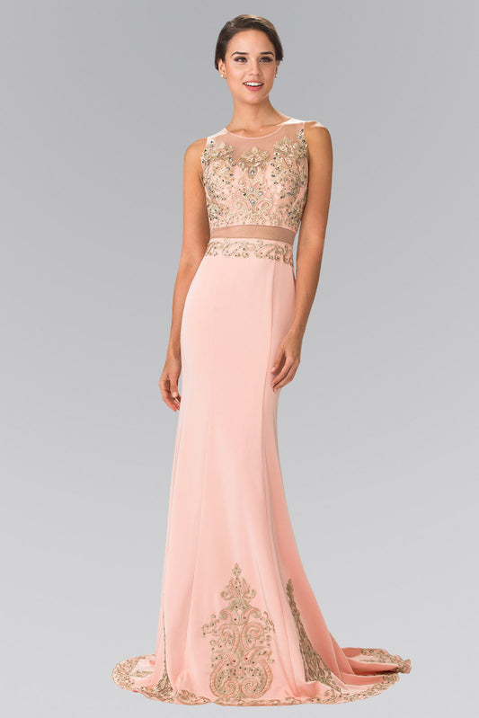 Sleeveless Mock Two-Piece Prom Dress with Loyal Embroidery Details LuxuryLifeWay Online Store