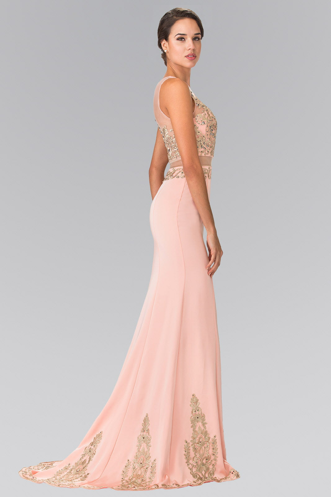 Sleeveless Mock Two-Piece Prom Dress with Loyal Embroidery Details LuxuryLifeWay Online Store
