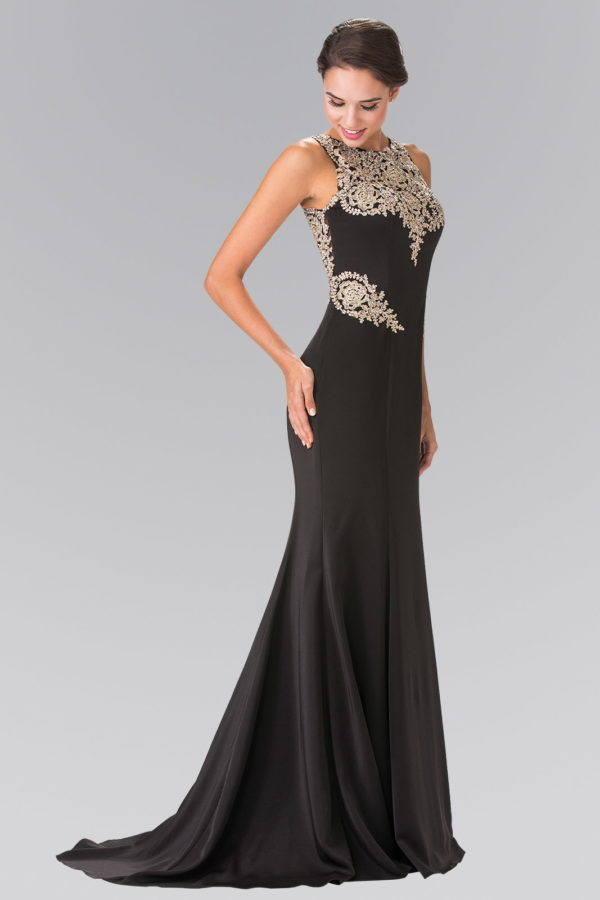 Embroidery Rome Jersey Long Dress with Open Back LuxuryLifeWay Online Store