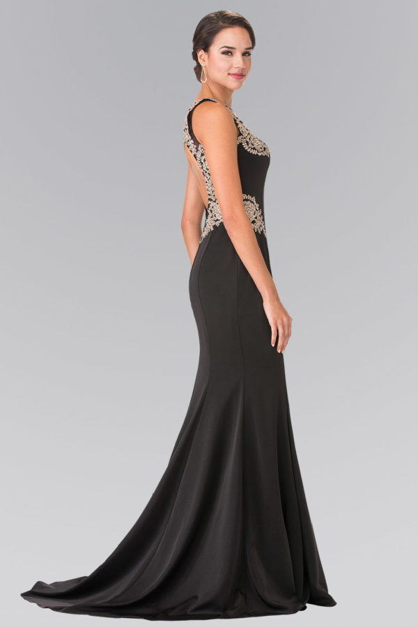 Embroidery Rome Jersey Long Dress with Open Back LuxuryLifeWay Online Store