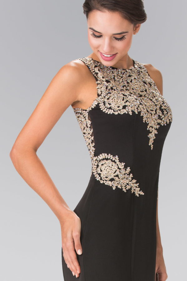 Embroidery Rome Jersey Long Dress with Open Back LuxuryLifeWay Online Store