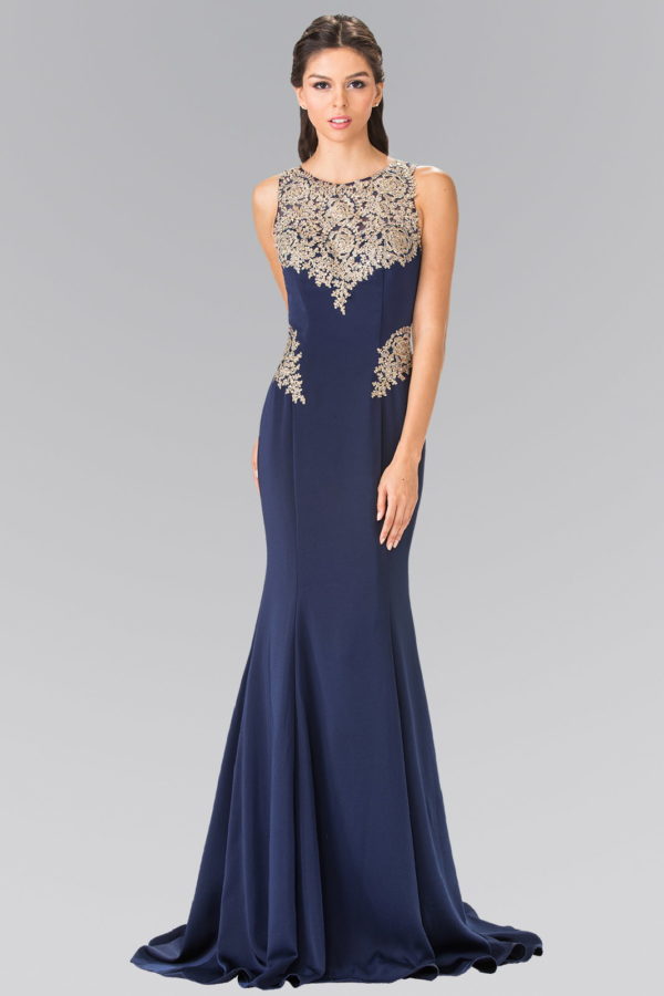 Embroidery Rome Jersey Long Dress with Open Back LuxuryLifeWay Online Store