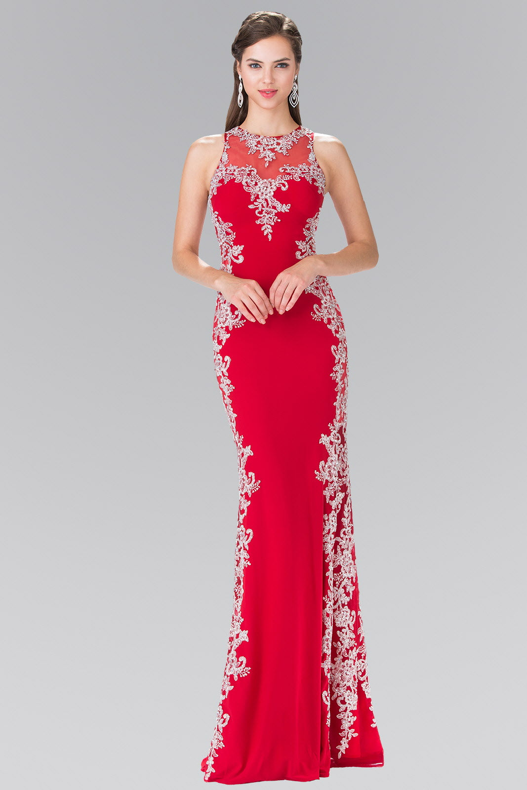 Embroidered Jersey Long Dress with Open Back LuxuryLifeWay Online Store