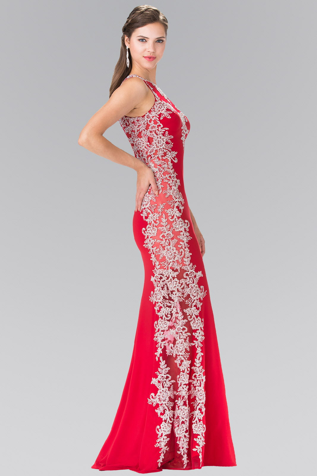 Embroidered Jersey Long Dress with Open Back LuxuryLifeWay Online Store