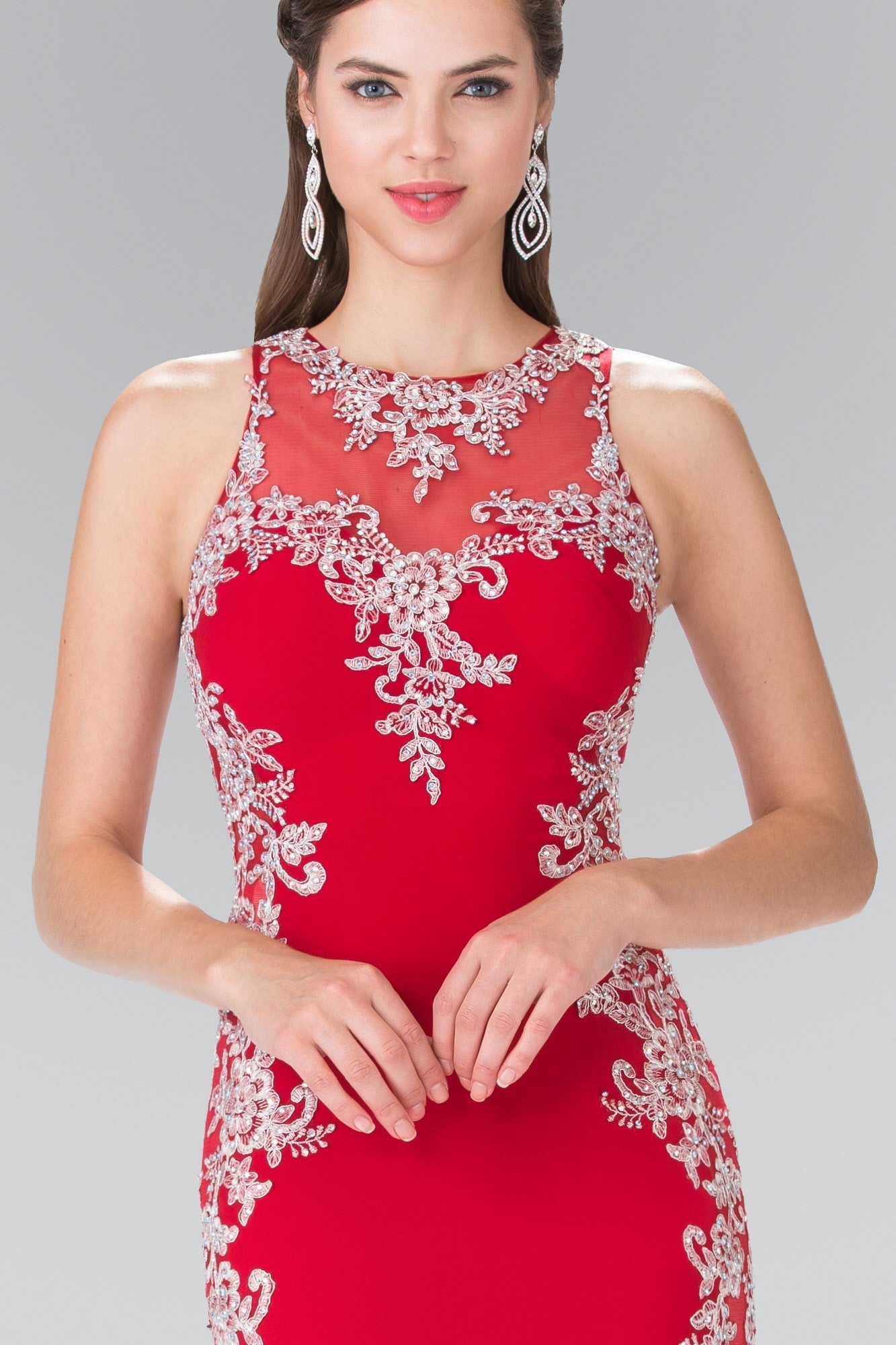 Embroidered Jersey Long Dress with Open Back LuxuryLifeWay Online Store