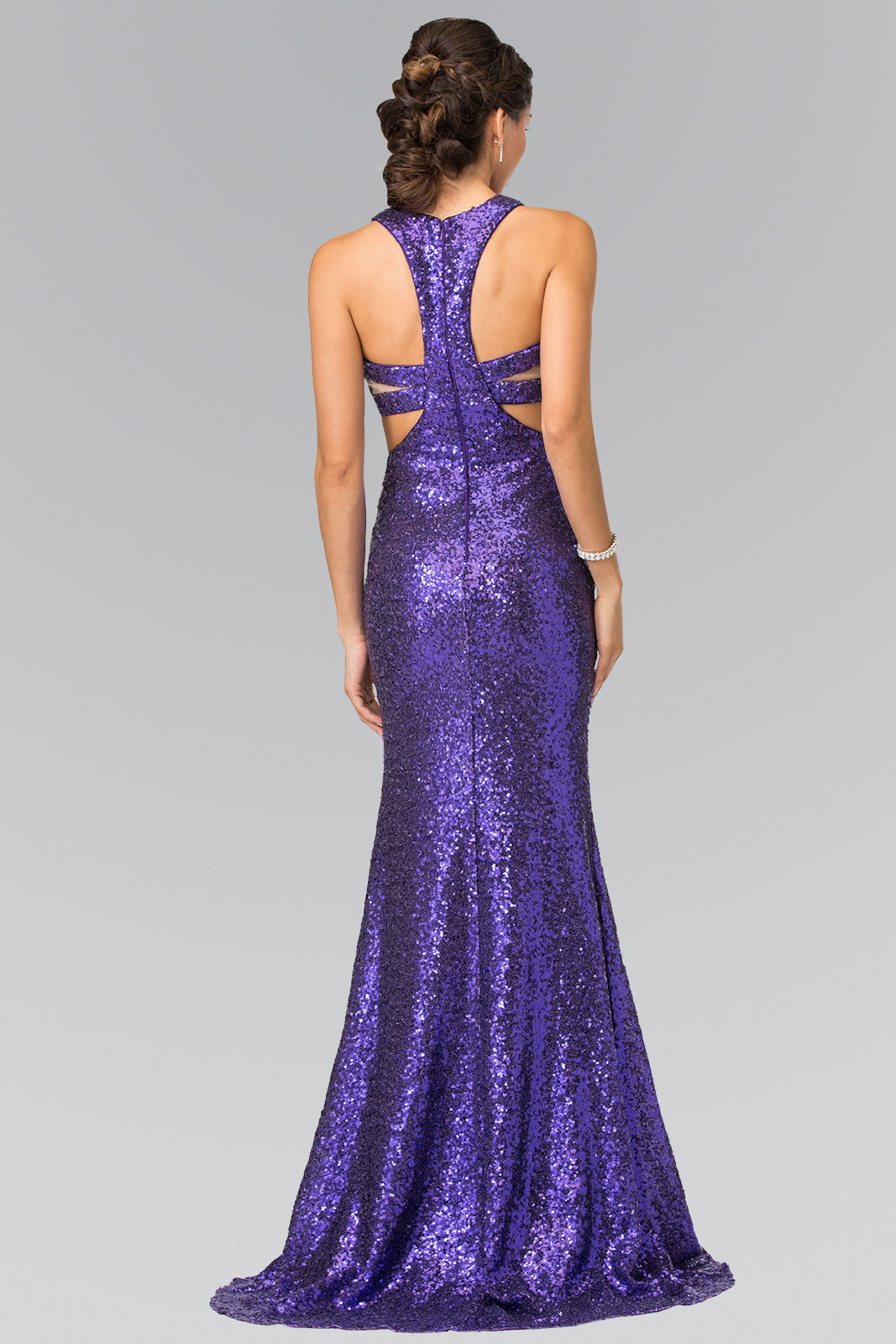 Mock Two-Piece Sequin Long Dress Accented with Side-Cuts LuxuryLifeWay Online Store