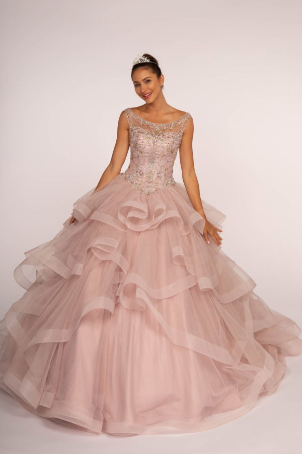 Jewel Embellished Boat Neck Multi-Layered Skirt Ball Gown LuxuryLifeWay Online Store