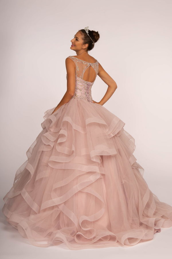 Jewel Embellished Boat Neck Multi-Layered Skirt Ball Gown LuxuryLifeWay Online Store
