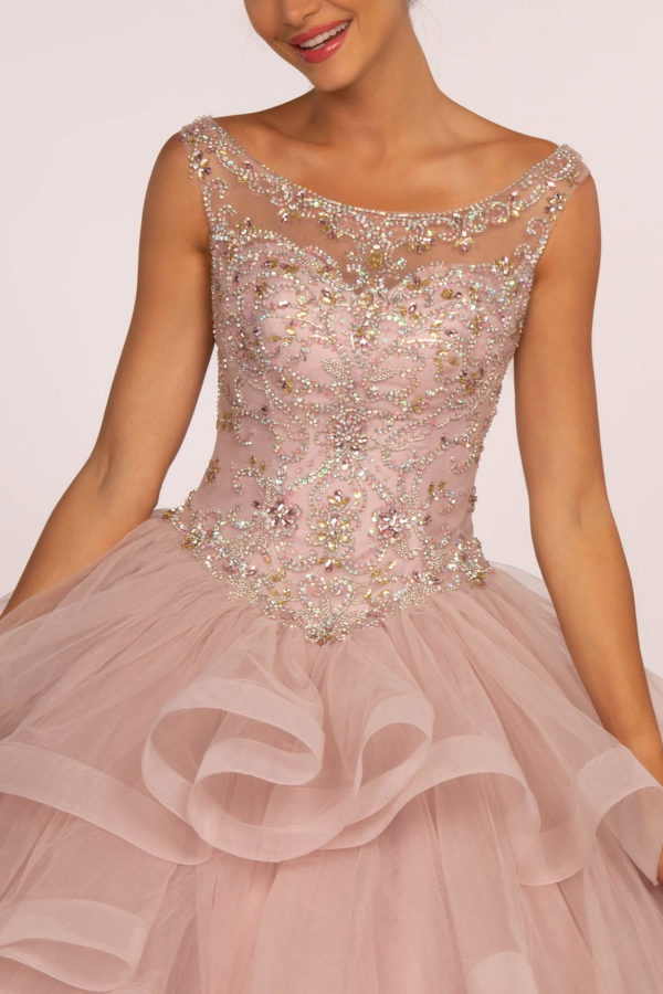 Jewel Embellished Boat Neck Multi-Layered Skirt Ball Gown LuxuryLifeWay Online Store