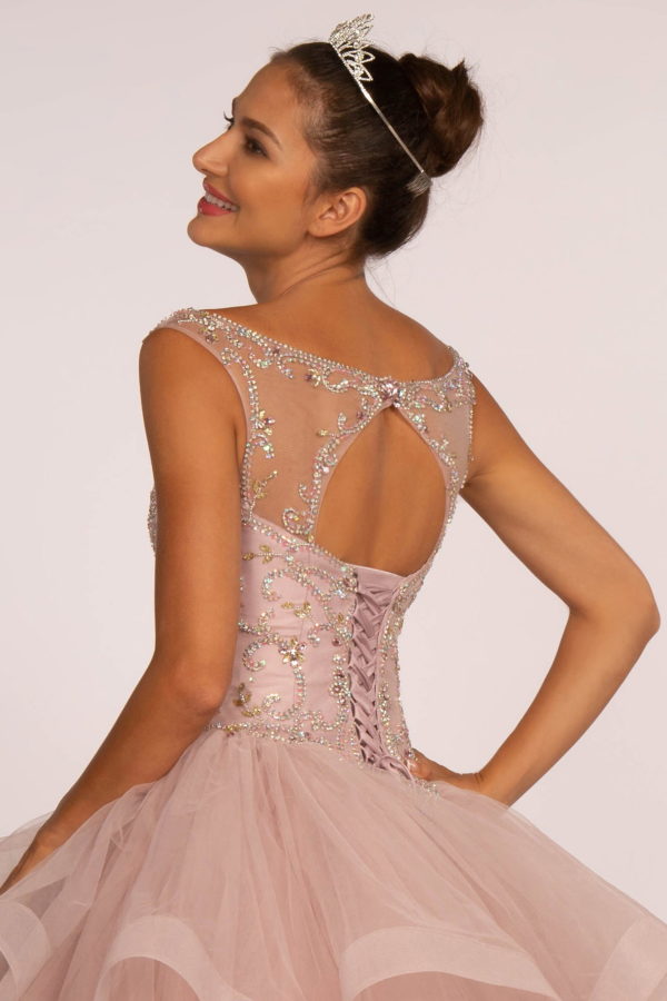 Jewel Embellished Boat Neck Multi-Layered Skirt Ball Gown LuxuryLifeWay Online Store