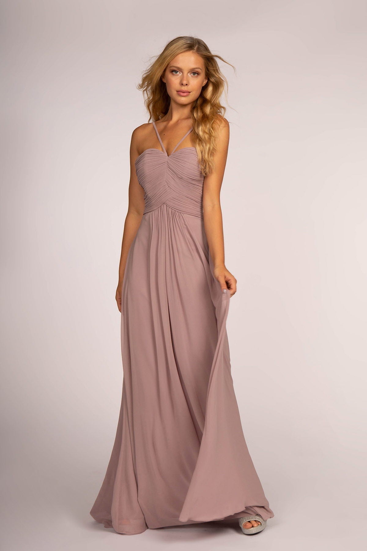 Chiffon Ruched-Bodice Long Dress LuxuryLifeWay Online Store