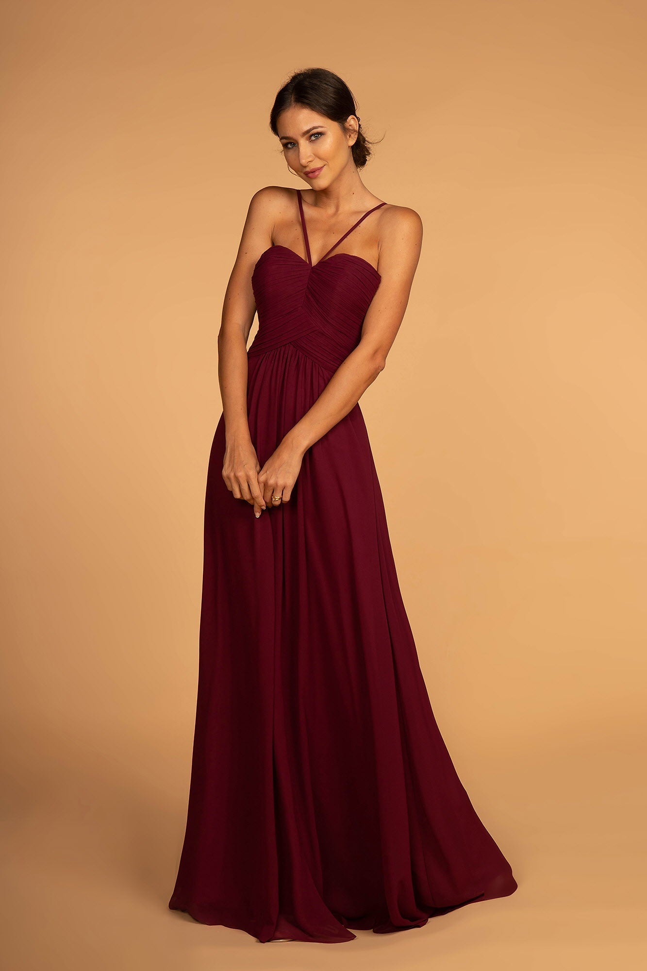 Chiffon Ruched-Bodice Long Dress LuxuryLifeWay Online Store