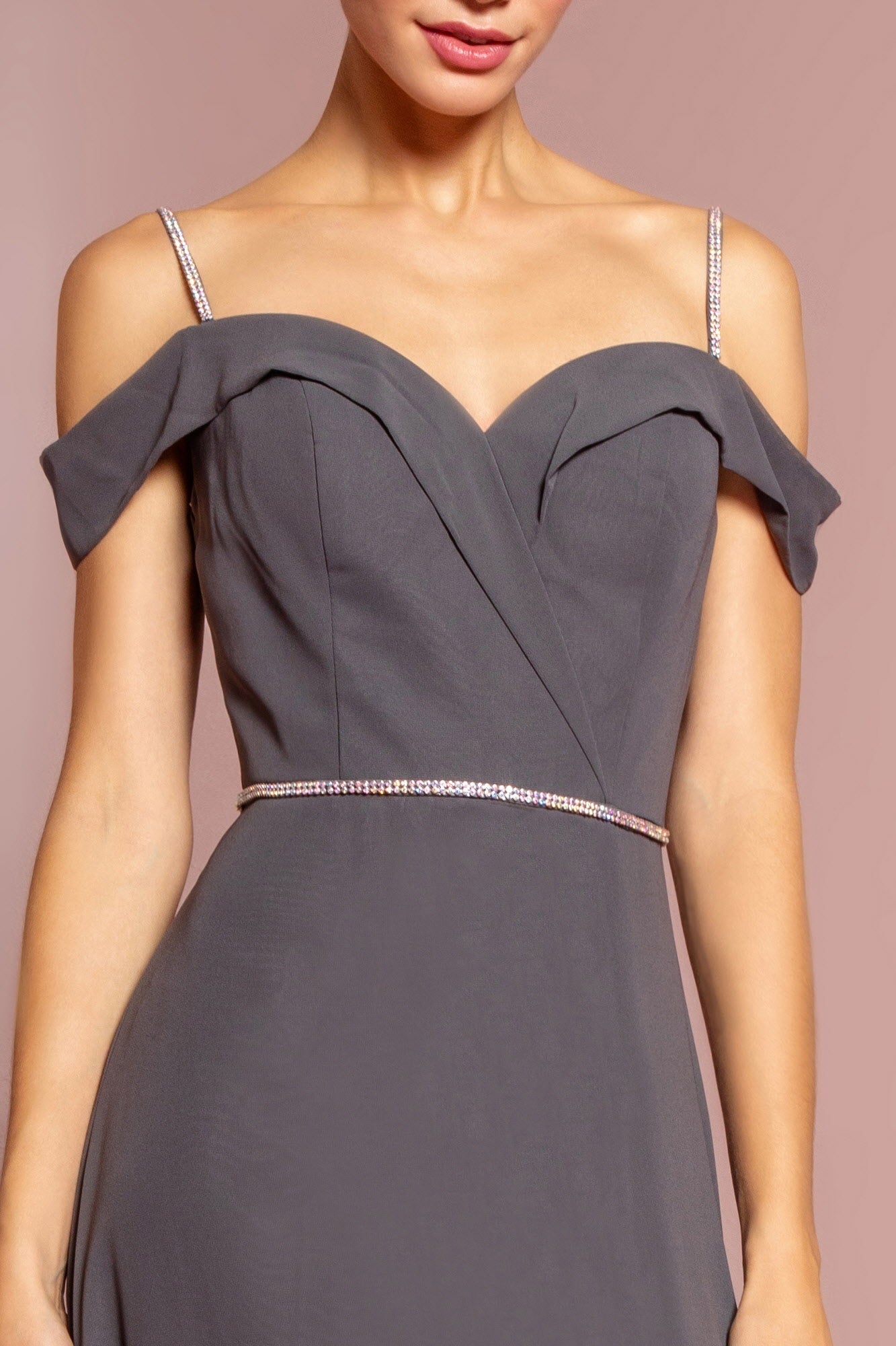 Chiffon Rhinestone Straps Long Dress LuxuryLifeWay Online Store