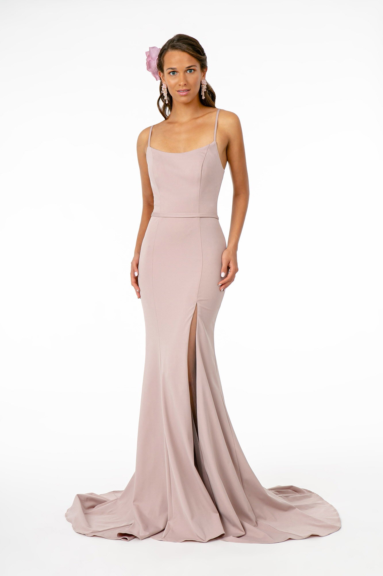 Rome Jersey Illusion Side Slit Long Dress LuxuryLifeWay Online Store