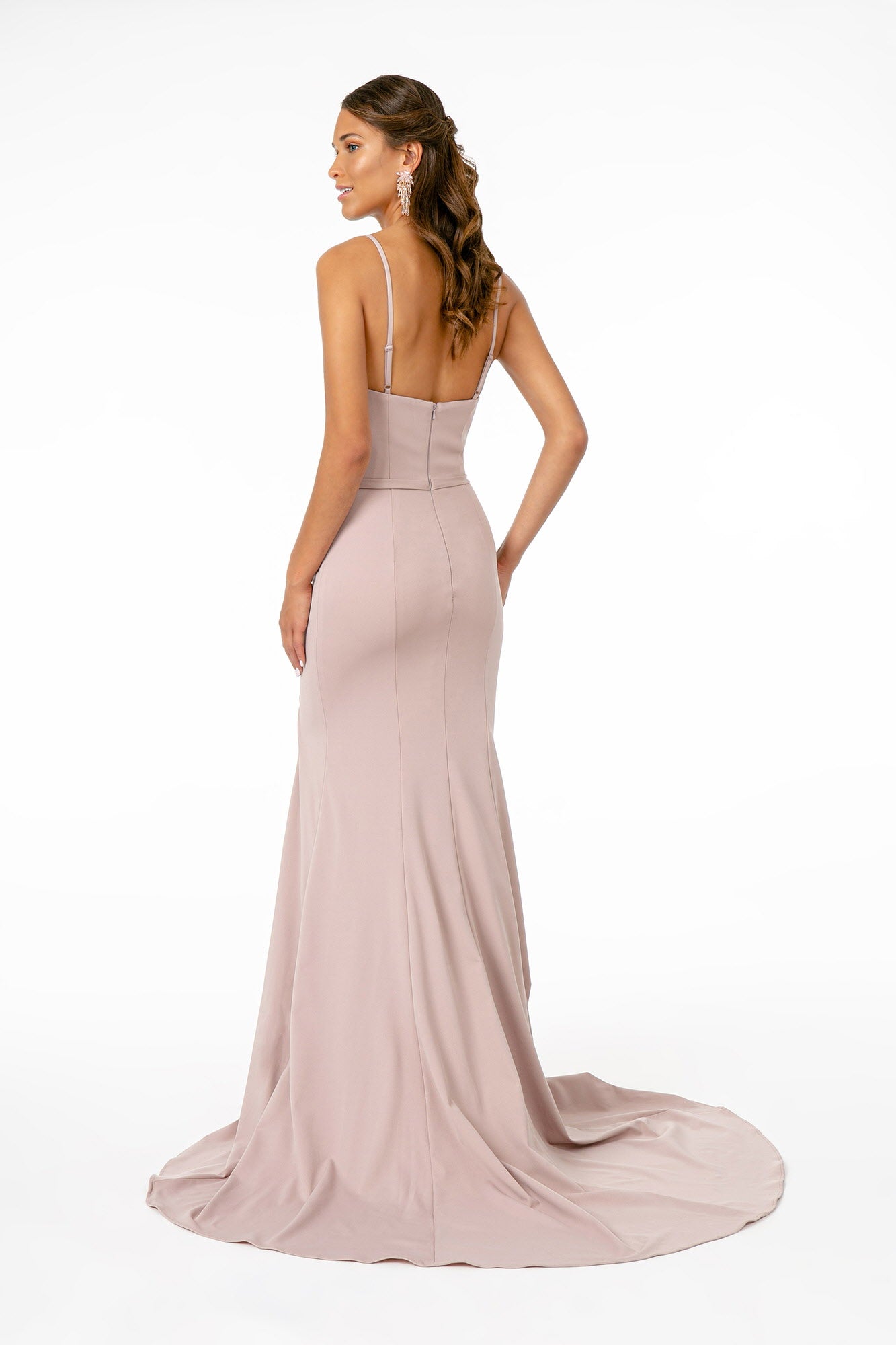 Rome Jersey Illusion Side Slit Long Dress LuxuryLifeWay Online Store