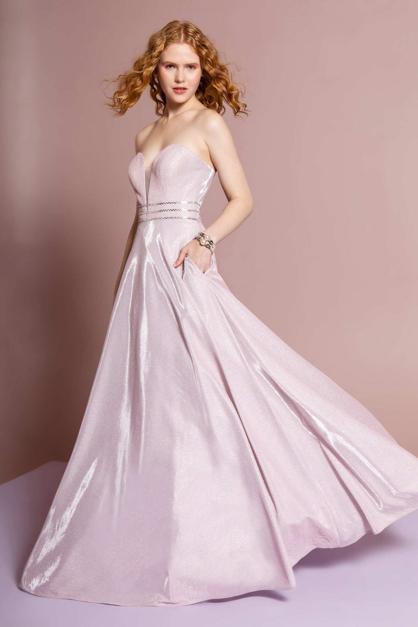 Glitter Crepe Jewel A-Line Long Dress LuxuryLifeWay Online Store