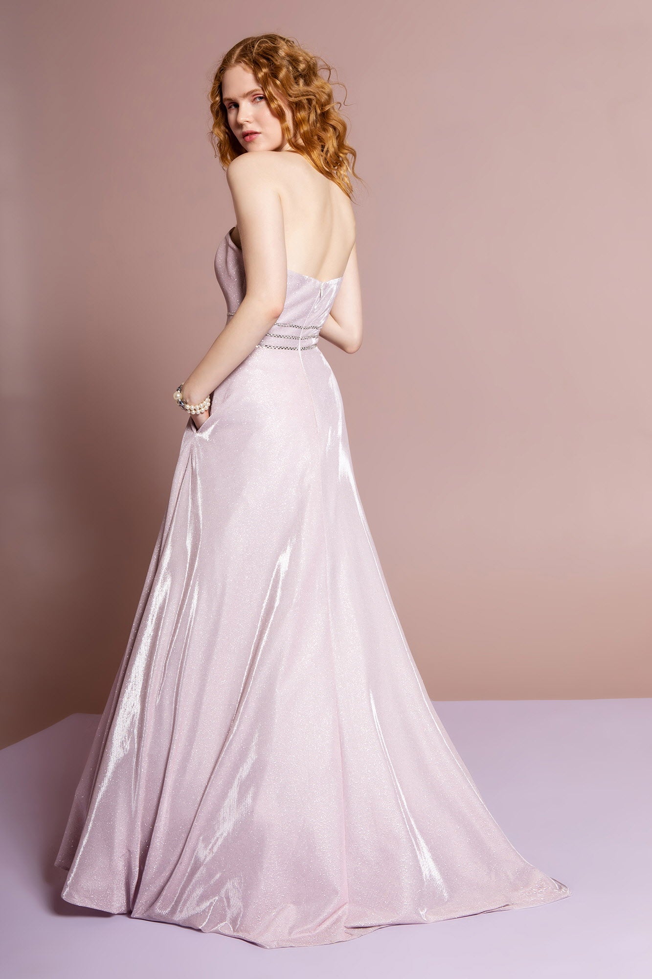 Glitter Crepe Jewel A-Line Long Dress LuxuryLifeWay Online Store