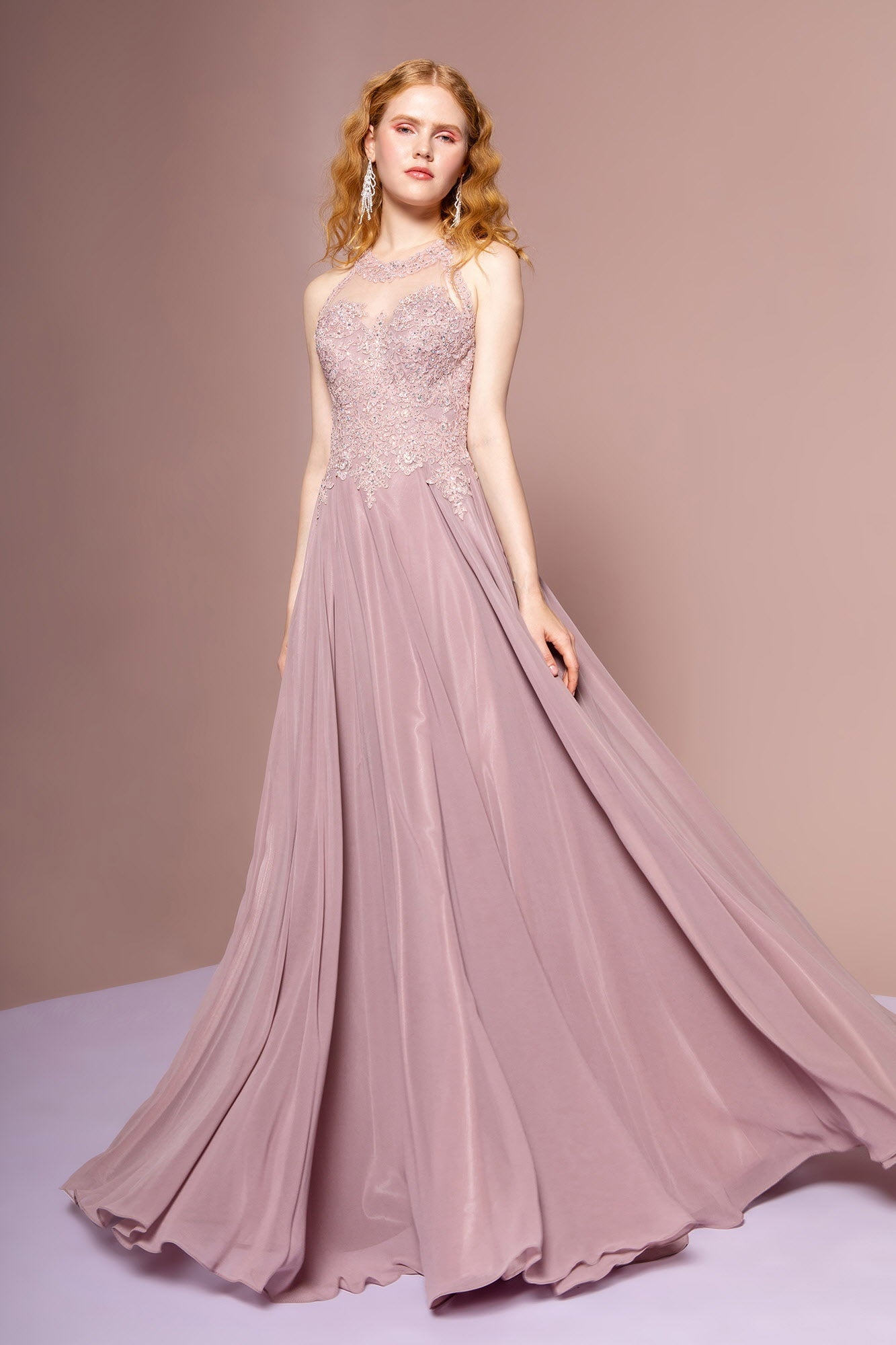 Jewel Embellished and Embroidered Bodice Chiffon Long Dress LuxuryLifeWay Online Store