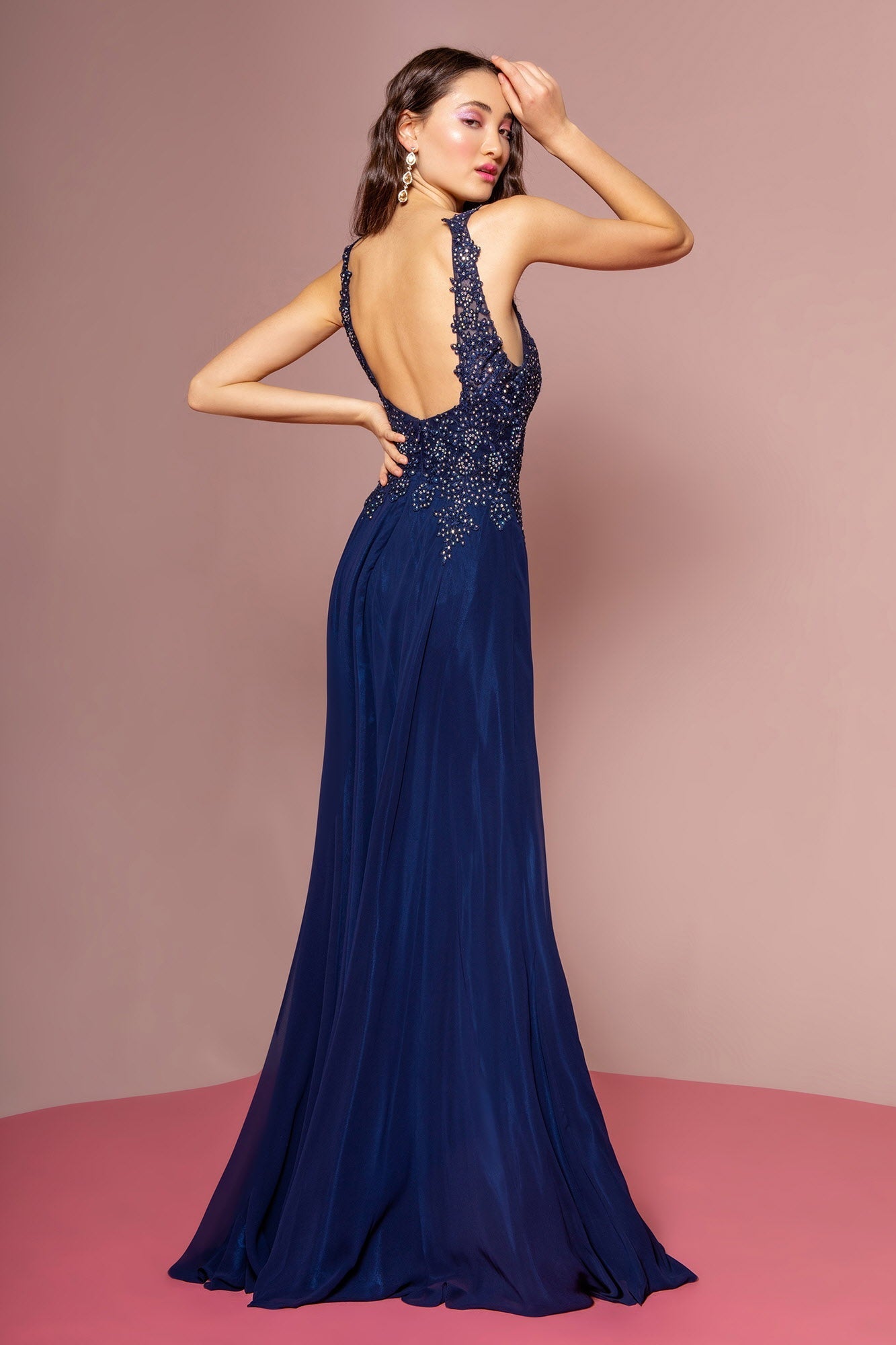 Jewel Embellished and Embroidered Bodice Chiffon Long Dress LuxuryLifeWay Online Store