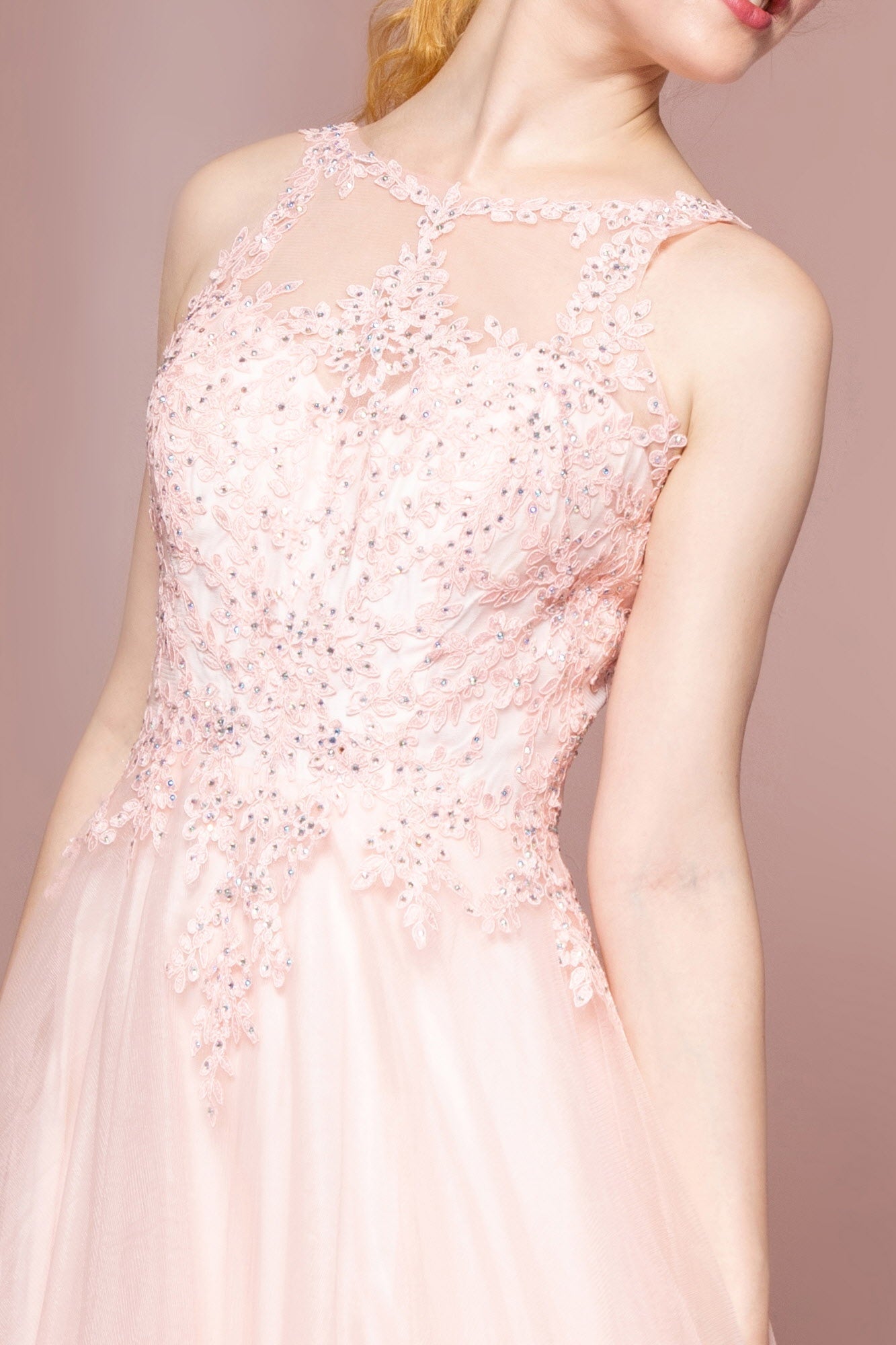 Floral Lace Embellished Bodice Mesh A-Line Dress LuxuryLifeWay Online Store