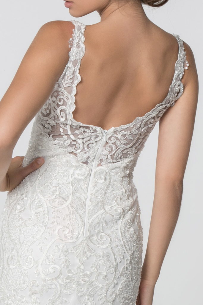 Embroidered Bodice V-Neck Mermaid Wedding Gown w/ Mesh Tail LuxuryLifeWay Online Store