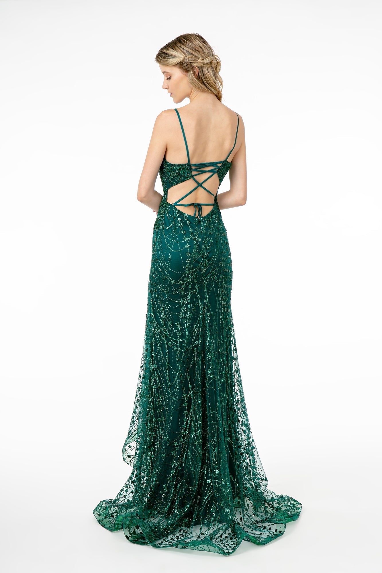 Illusion Deep V-Neck Spaghetti Strap Mermaid Dress w/ Strap Back LuxuryLifeWay Online Store