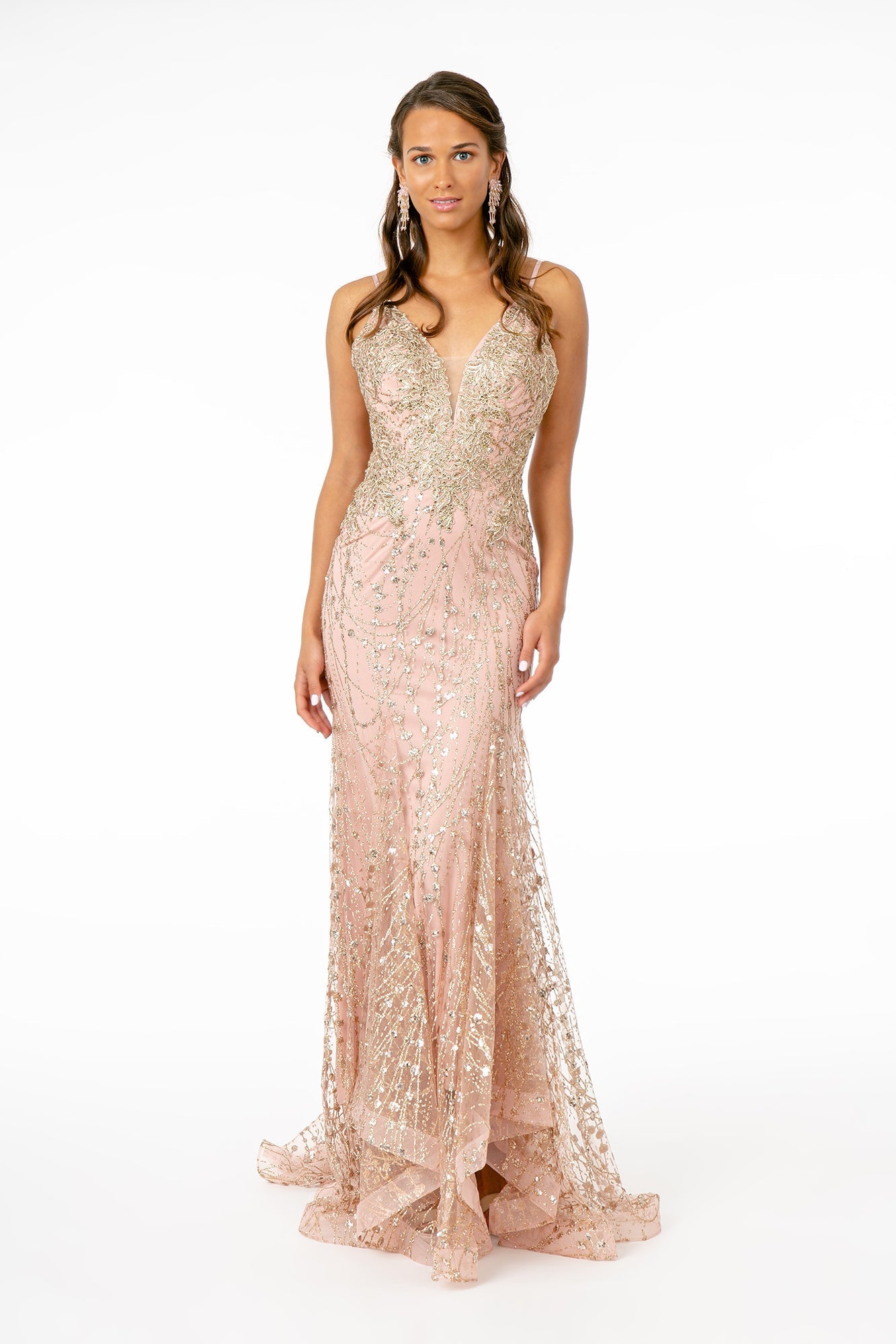 Illusion Deep V-Neck Spaghetti Strap Mermaid Dress w/ Strap Back LuxuryLifeWay Online Store