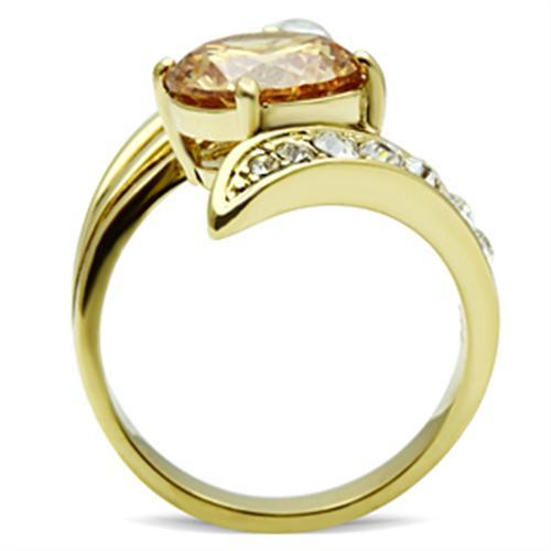 GL300 - IP Gold(Ion Plating) Brass Ring with AAA Grade CZ  in Champagne LuxuryLifeWay Online Store