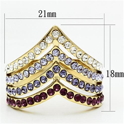 GL305 - IP Gold(Ion Plating) Brass Ring with Top Grade Crystal  in Multi Color LuxuryLifeWay Online Store