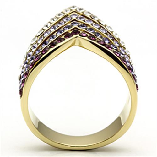 GL305 - IP Gold(Ion Plating) Brass Ring with Top Grade Crystal  in Multi Color LuxuryLifeWay Online Store